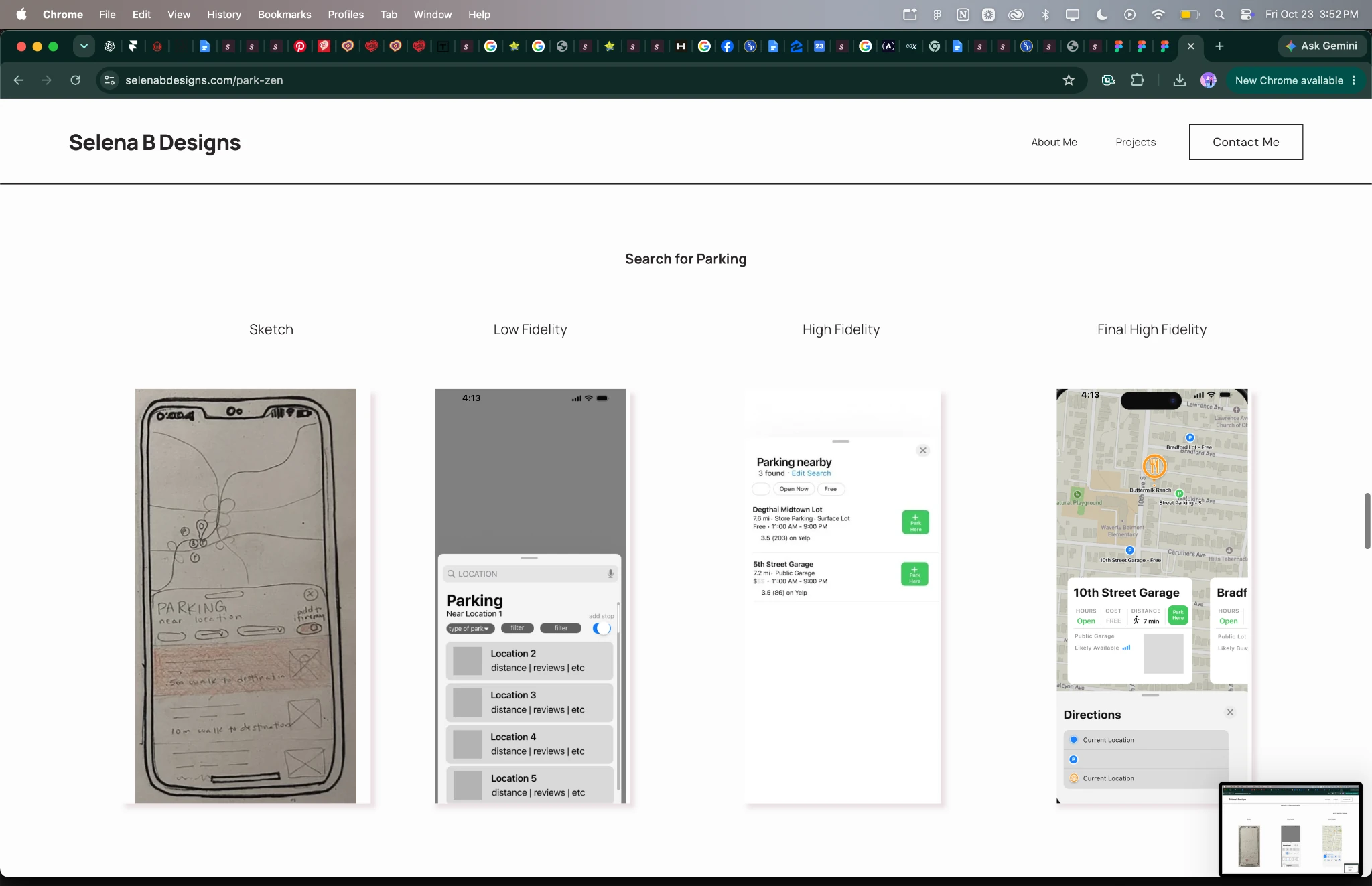 Earlier vertical parking results overlay listing parking options.